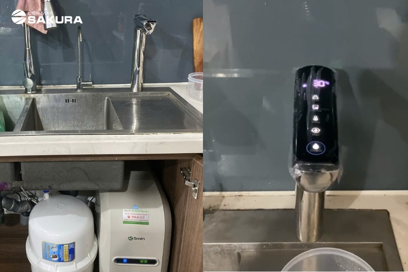 Ảnh thực tế m&aacute;y l&agrave;m n&oacute;ng nước tức thời Sakuto T100