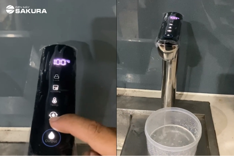 Ảnh thực tế m&aacute;y l&agrave;m n&oacute;ng nước tức thời Sakuto T100