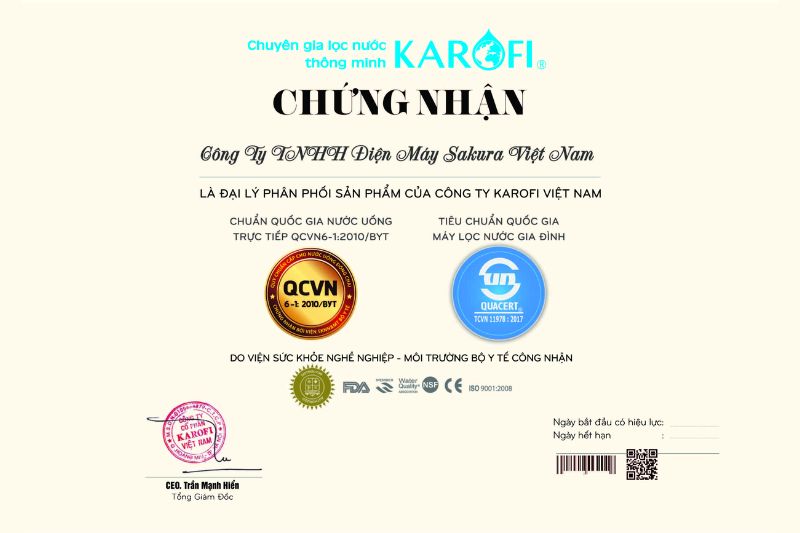  Điện máy Sakura là đơn vị phân phối các sản phẩm chính hãng của Karofi 