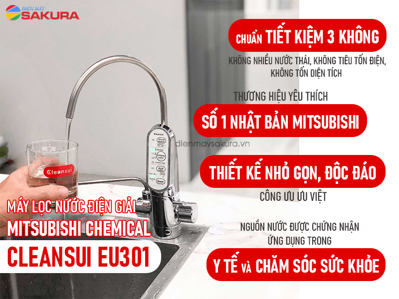 Máy lọc nước điện giải ion kiềm Mitsubishi Chemical Cleansui EU301