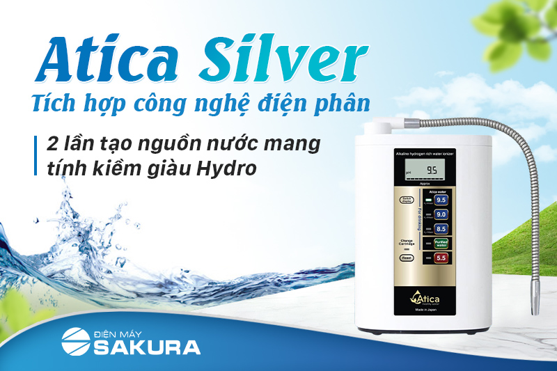 Máy lọc nước điện giải ion kiềm Atica Silver sử dụng công nghệ điện phân 2 lần
