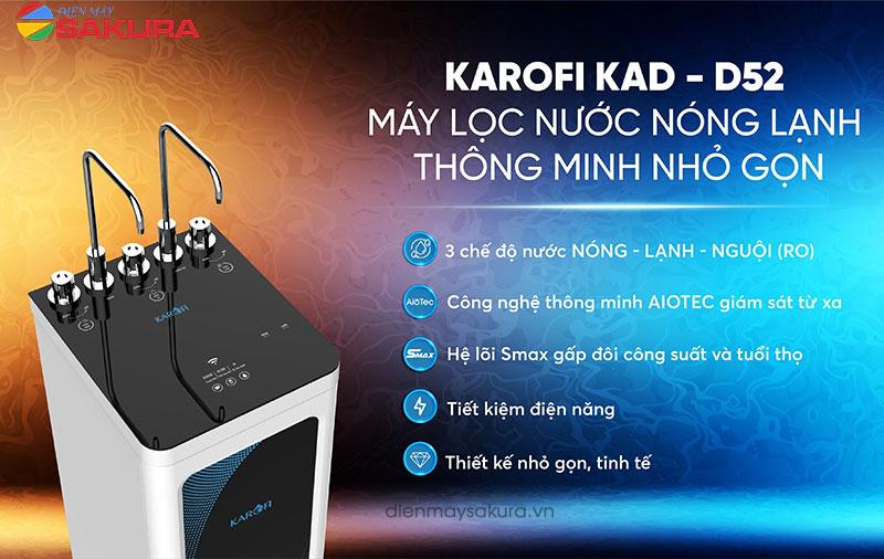 Máy lọc nước nóng lạnh Karofi KAD-D52