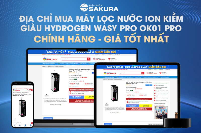 Địa chỉ mua máy lọc nước ion kiềm Wasy Pro OK01 Pro chính hãng giá tốt