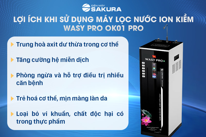 Máy ion kiềm Wasy Pro OK01 Pro - Bảo vệ sức khoẻ toàn diện & Nâng tầm tiện nghi cuộc sống