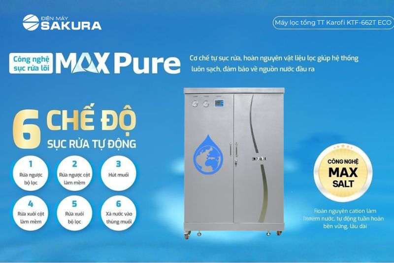 C&ocirc;ng nghệ sục rửa l&otilde;i MaxPure đảm bảo về nguồn nước đầu ra
