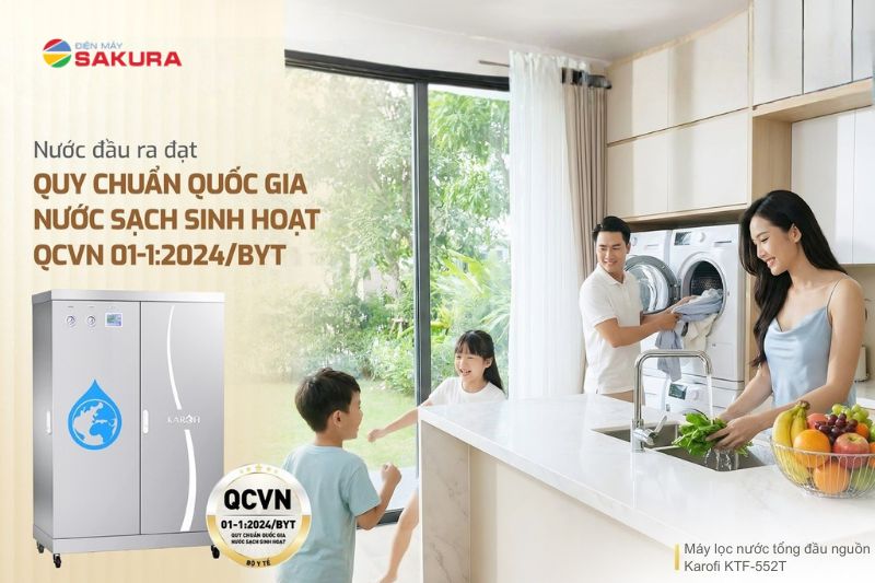Nguồn nước sau lọc Karofi KTF-552T đạt chuẩn Bộ Y Tế