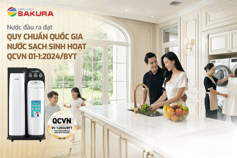 Karofi WHF-E666-AIO cho nguồn nước đầu ra đạt quy chuẩn quốc gia