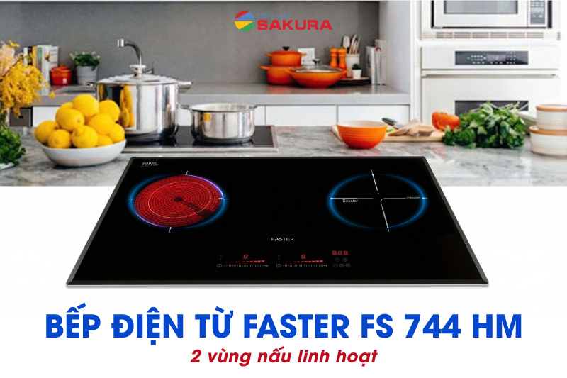 Bếp điện từ Faster FS 744 HM 2 v&ugrave;ng nấu th&ocirc;ng minh