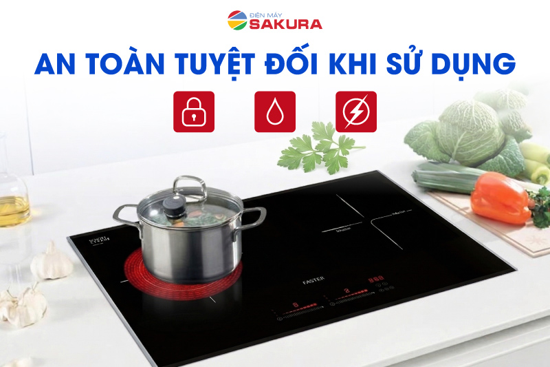 Bếp từ đ&ocirc;i Faster FS 744M đảm bảo an to&agrave;n cho người sử dụng