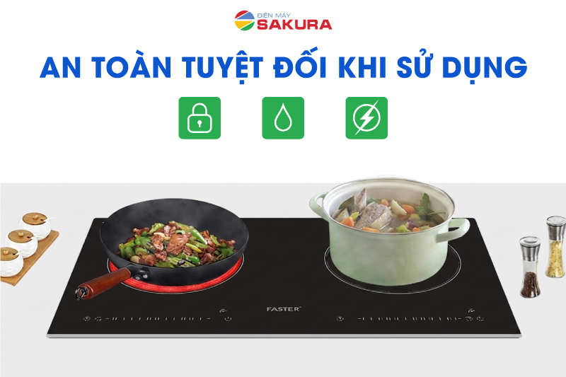 Bếp từ Faster an to&agrave;n tuyệt đối khi sử dụng