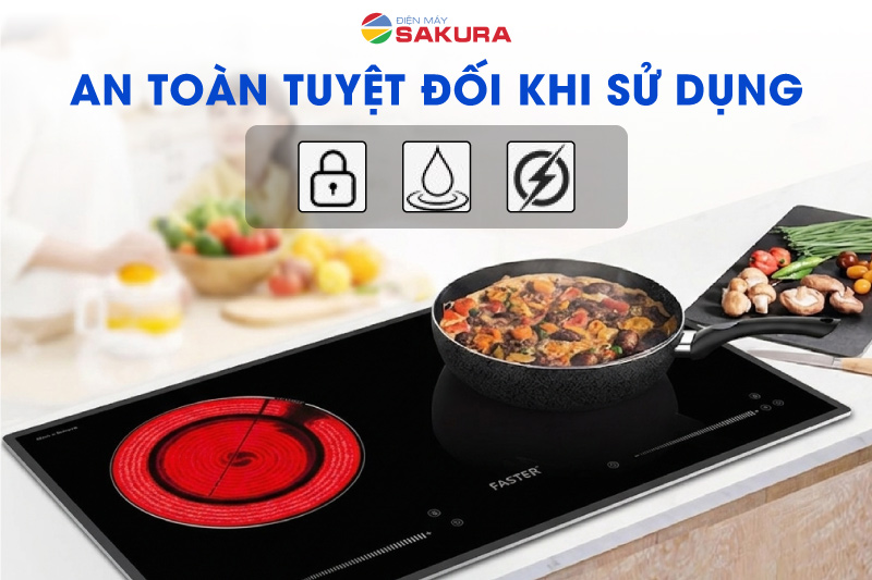Bếp từ đ&ocirc;i Faster an to&agrave;n tuyệt đối khi sử dụng