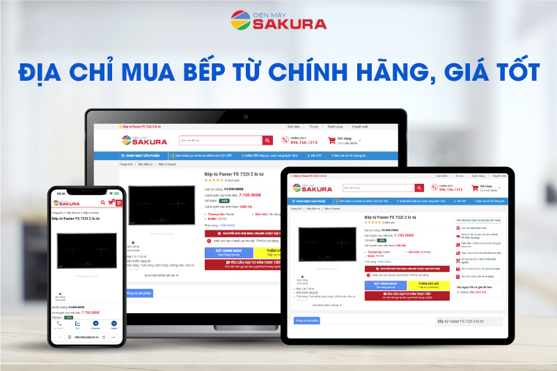 Mua bếp từ Faster ch&iacute;nh h&atilde;ng gi&aacute; tốt đến Điện m&aacute;y Sakura