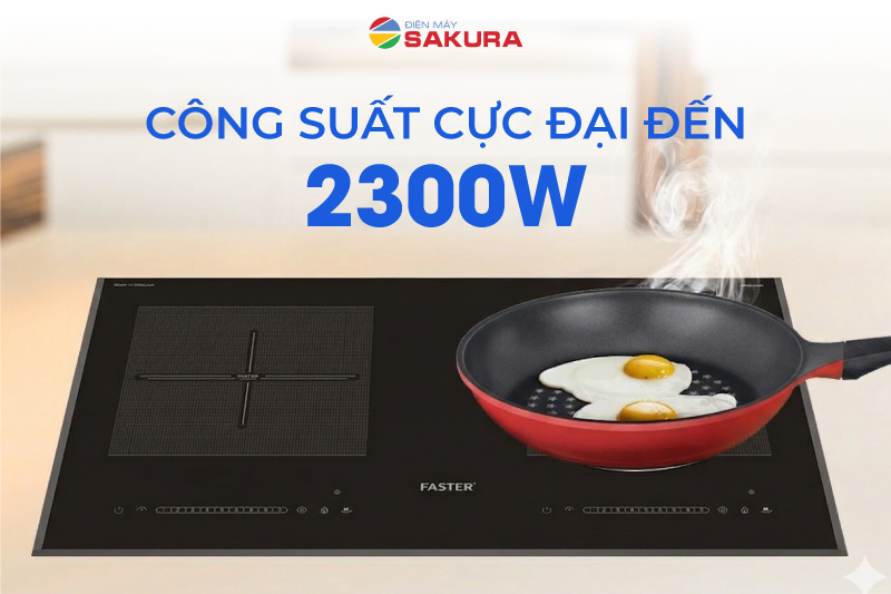 C&ocirc;ng suất cực đại đến 2300W đẩy nhanh tốc độ nấu
