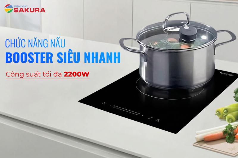 Bếp từ Domino với chức năng Booster th&ocirc;ng minh