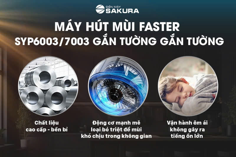 Ưu điểm nổi bật của Máy hút mùi Faster SYP6003/7003 gắn tường