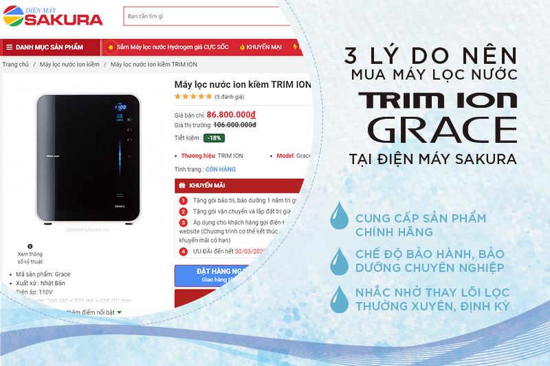 mua máy lọc nước ion kiềm TRIM ION Grace tại Sakura Việt Nam