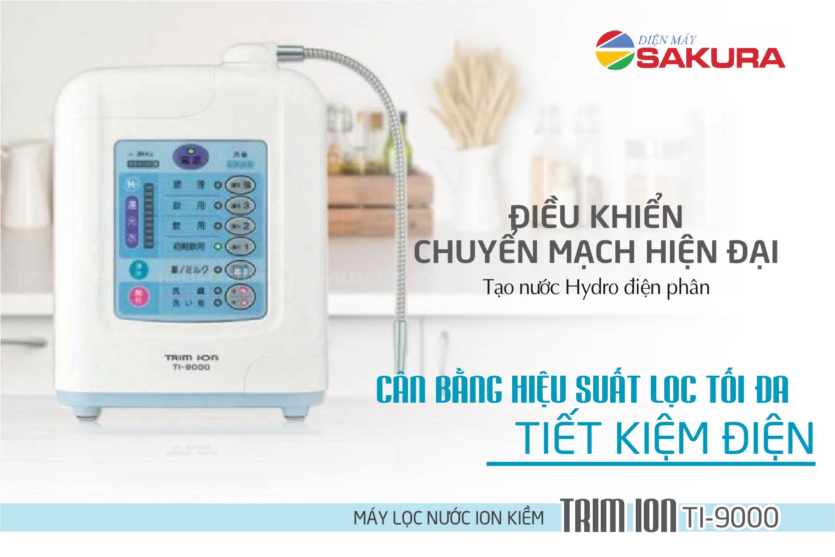 Máy lọc nước ion kiềm TRIM ION TI-9000 điều khiển chuyển mạch hiện đại của máy lọc nước TRIM ION TI 9000