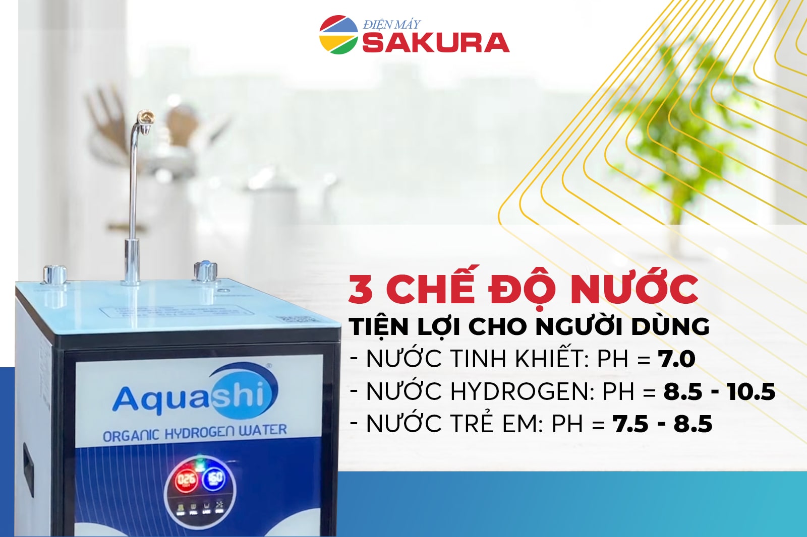 3 chế độ nước tiện lợi cho người dùng trong máy lọc nước Aquashi AQ01