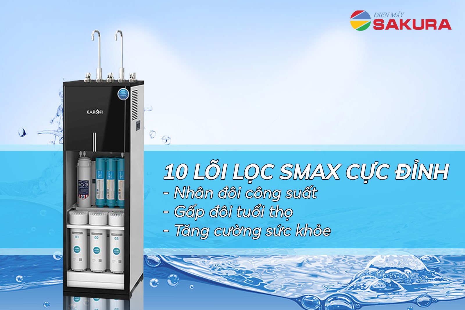 Hệ thống 10 lõi lọc Smax cao cấp có trong máy lọc nước KAD - L56