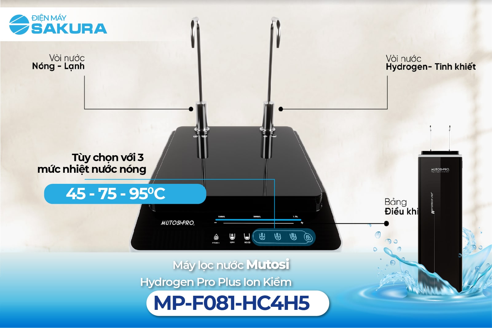 Mutosi MP-F081-HC4H5 tùy chọn với 3 mức nhiệt nước nóng