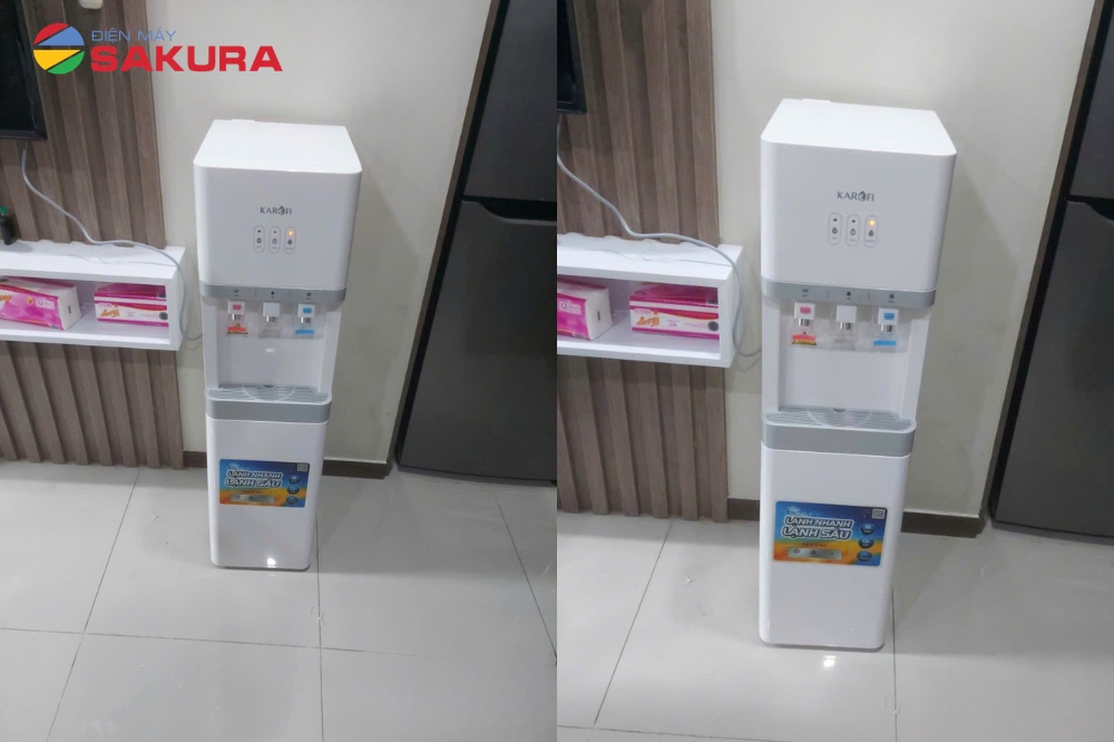 Hình ảnh thực tế cây nước nóng lạnh nguội Karofi HCV208