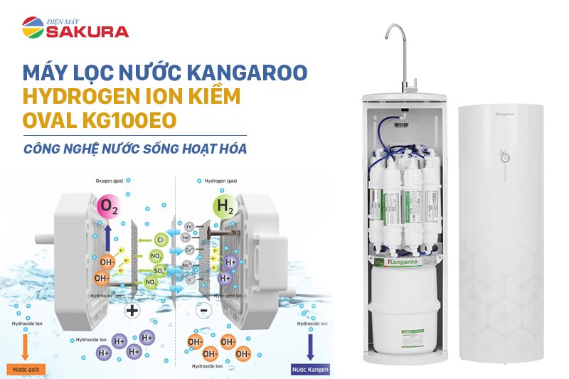 Máy lọc nước Kangaroo Hydrogen ion kiềm Oval KG100EO Công nghệ nước sống hoạt hóa
