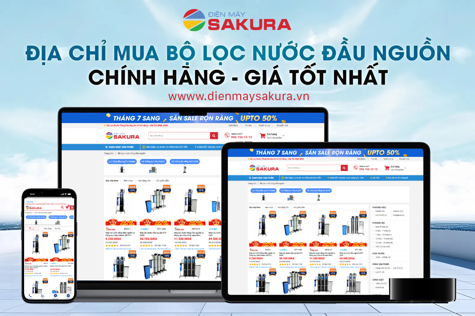 Điện máy Sakura - Địa chỉ mua lọc nước đầu nguồn chính hãng, giá tốt