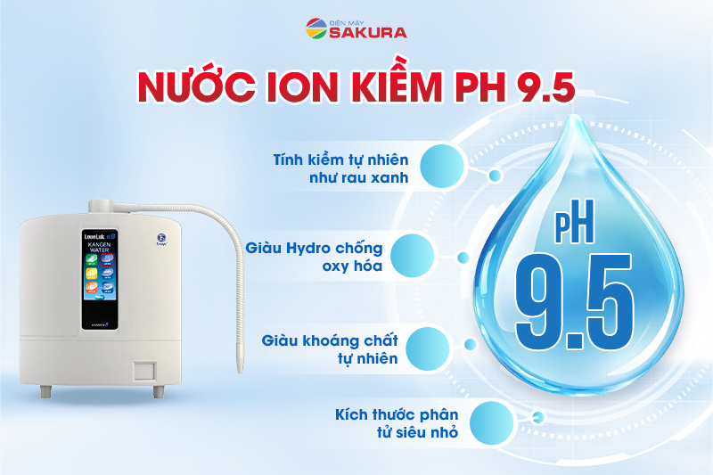 Đặc tính vượt trội của nước kiềm pH 9.5