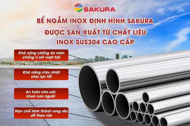 Bể ngầm inox định hình Sakura sử dụng inox 304 cao cấp