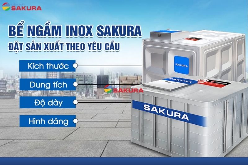 Bể nước ngầm inox Sakura đặt sản xuất theo yêu cầu