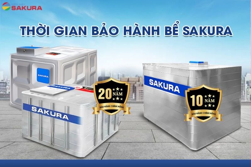 Bồn inox ngầm Sakura được bảo hành lâu dài tới 20 năm