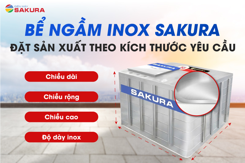 Bể inox ngầm Sakura đặt sản xuất theo kích thước yêu cầu