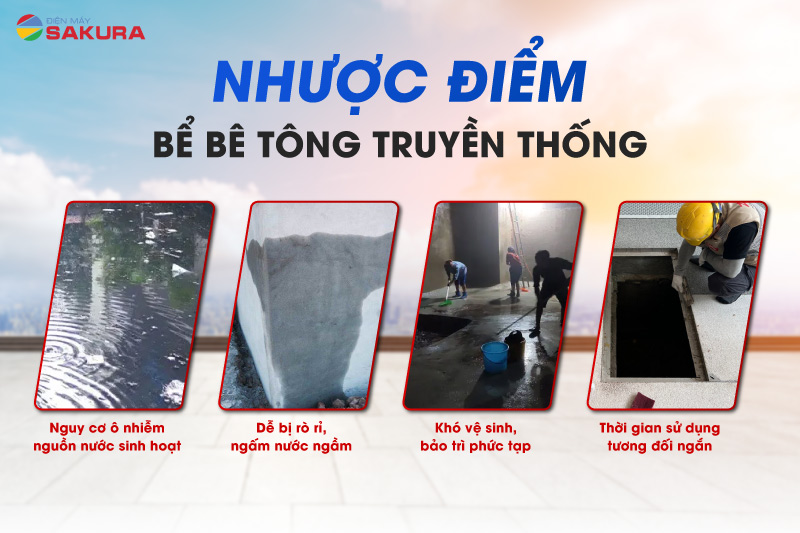 Nhược điểm chí mạng của bể bê tông truyền thống