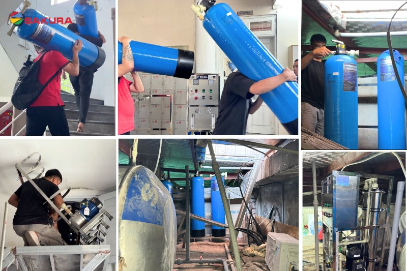 Quá trình vận chuyển, lắp đặt hệ thống máy lọc nước công suất lớn SKTK500/VT