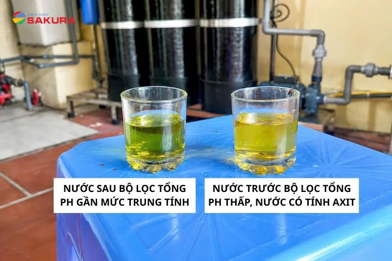 Độ pH của nước giếng khoan được cải thiện sau khi lắp đặt lọc tổng Sakura