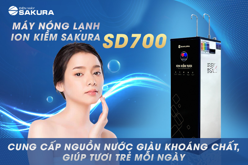 Máy lọc nước nóng lạnh điện phân ion kiềm 7 chức năng Sakura SD700