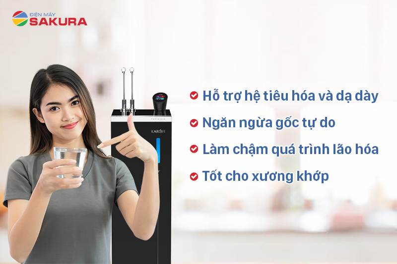 Máy lọc nước ion kiềm mang đến rất nhiều lợi ích cho sức khỏe người sử dụng