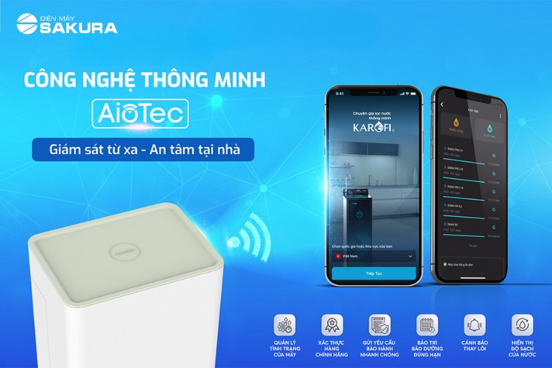 Máy lọc nước âm tủ Karofi KAQ-U98  - Công nghệ AioTec hiện đại