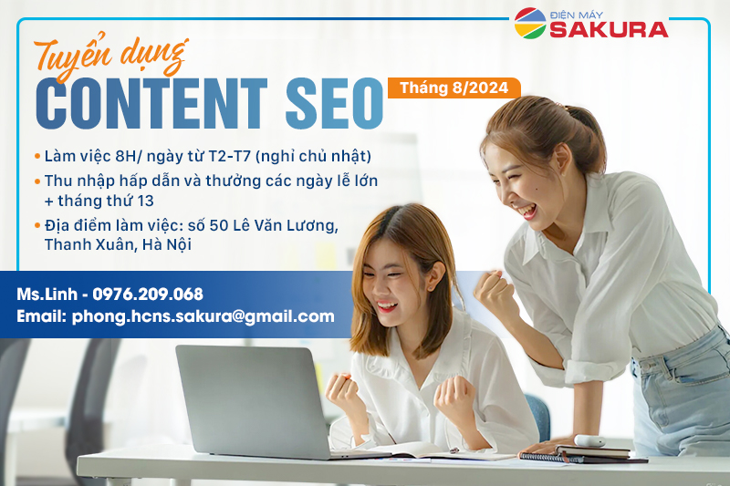 Điện máy Sakura tuyển dụng Content SEO tháng 8/2024