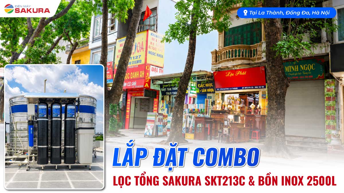 Lắp Đặt Combo Lọc Tổng Sakura SKT213C & Bồn Inox 2500L Tại Ba Đình Hà Nội