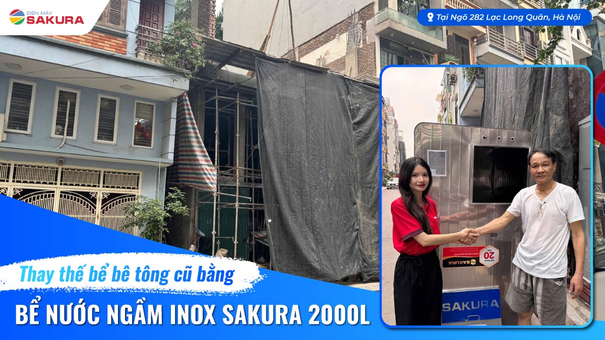 Thay Thế Bể Bê Tông Cũ Bằng Bể Nước Ngầm Inox Sakura 2000L Tại Ngõ 282 Lạc Long Quân, Hà Nội