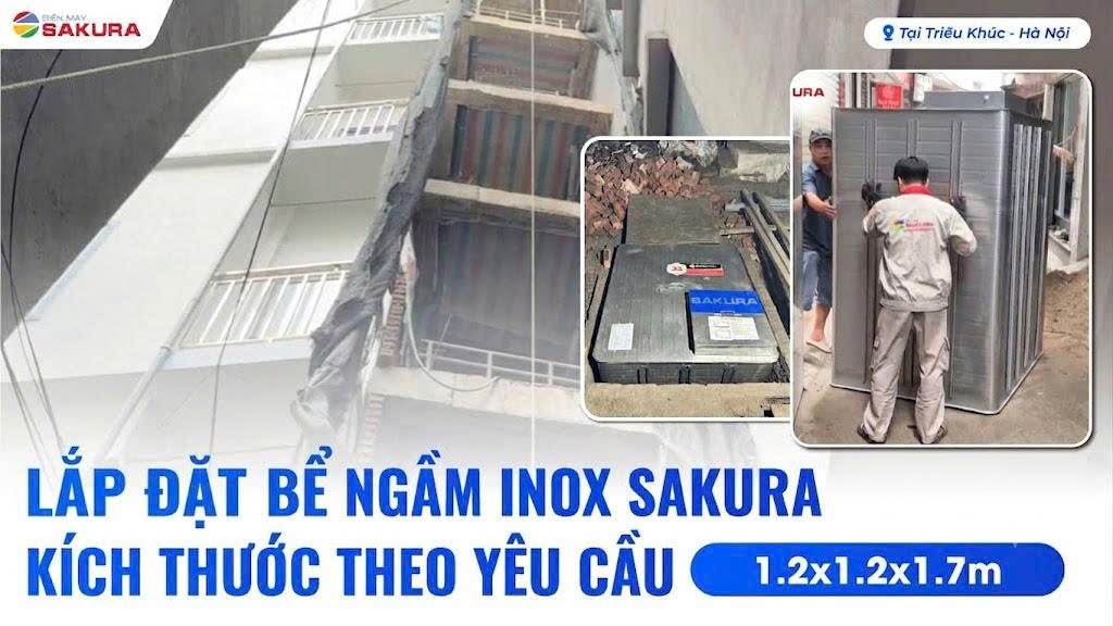 Lắp Đặt Bể Ngầm Inox Sakura Kích Thước Theo Yêu Cầu 1.2x1.2x1.7m Tại Triều Khúc - Hà Nội