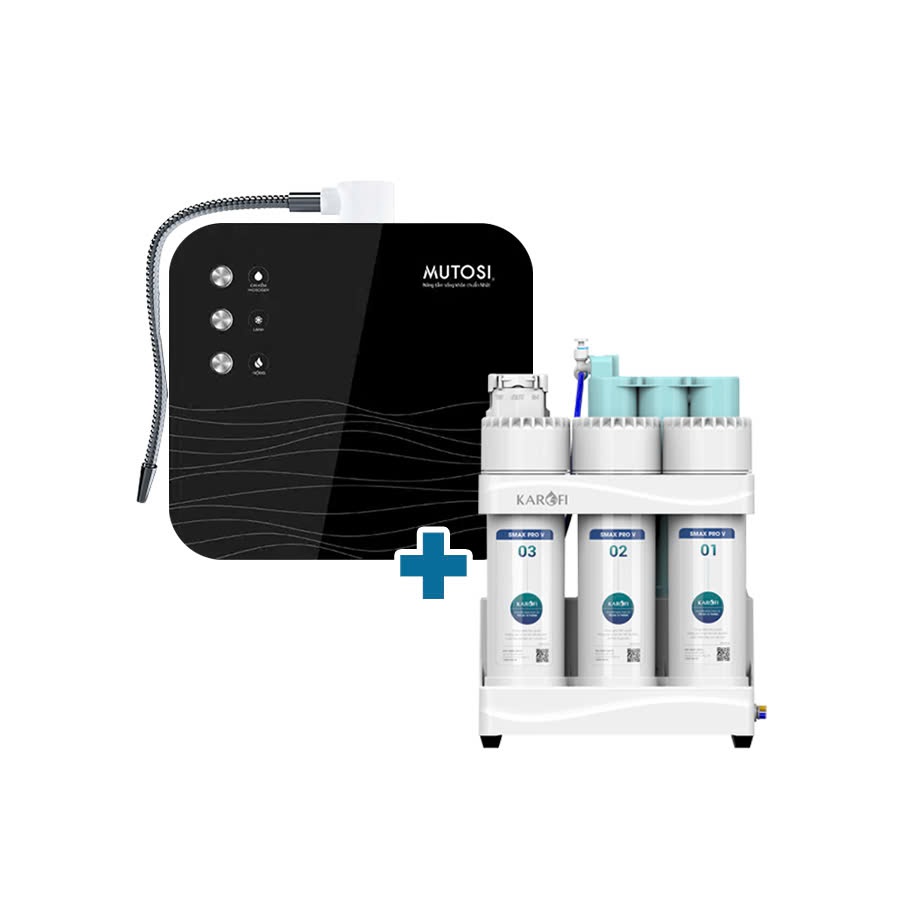 Máy lọc nước để gầm tích hợp máy nóng lạnh, ion kiềm để bàn KAQ-U50K + MD-188H