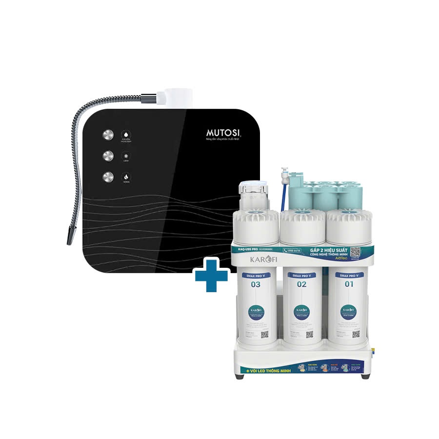 Máy lọc nước để gầm tích hợp máy nóng lạnh, ion kiềm để bàn KAQ-U95 Pro + MD-188H