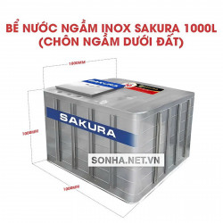  Bể Nước Ngầm Inox Sakura 1000L (Chôn Ngầm Dưới Đất)