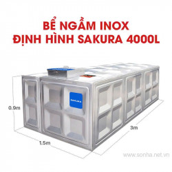  Bể ngầm inox định hình Sakura SK.BID4000L