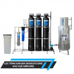  Hệ thống lọc nước giếng khoan 3 cột xử lý canxi làm mềm nước tự động hoàn nguyên có màng siêu lọc UF Sakura SKGKUF313MC