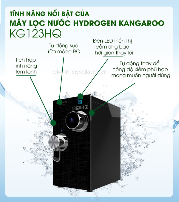 Máy lọc nước UF Kangaroo hydrogen KG123HQ (Để bàn)